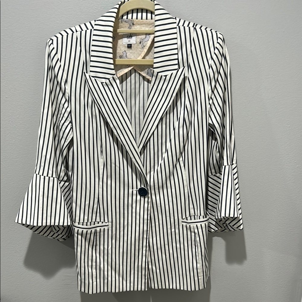 Black and White Striped Women's Blazer